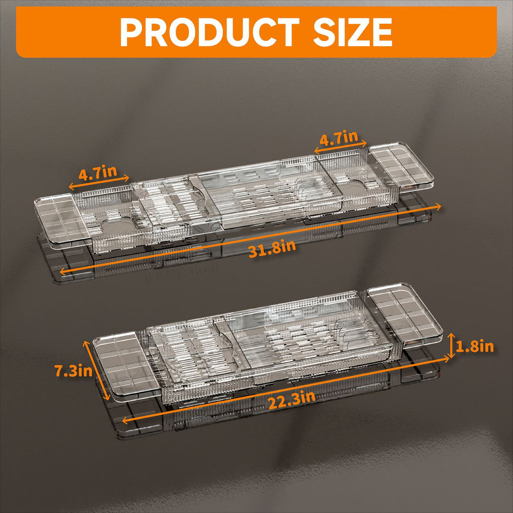 Transparent Retractable Bath Rack Tray