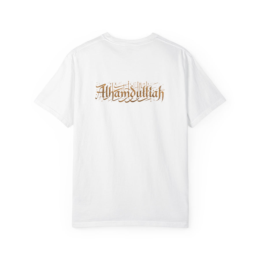 Cozy Floral Script T-Shirt – "Thankful" Chest Print, Casual Everyday Tee