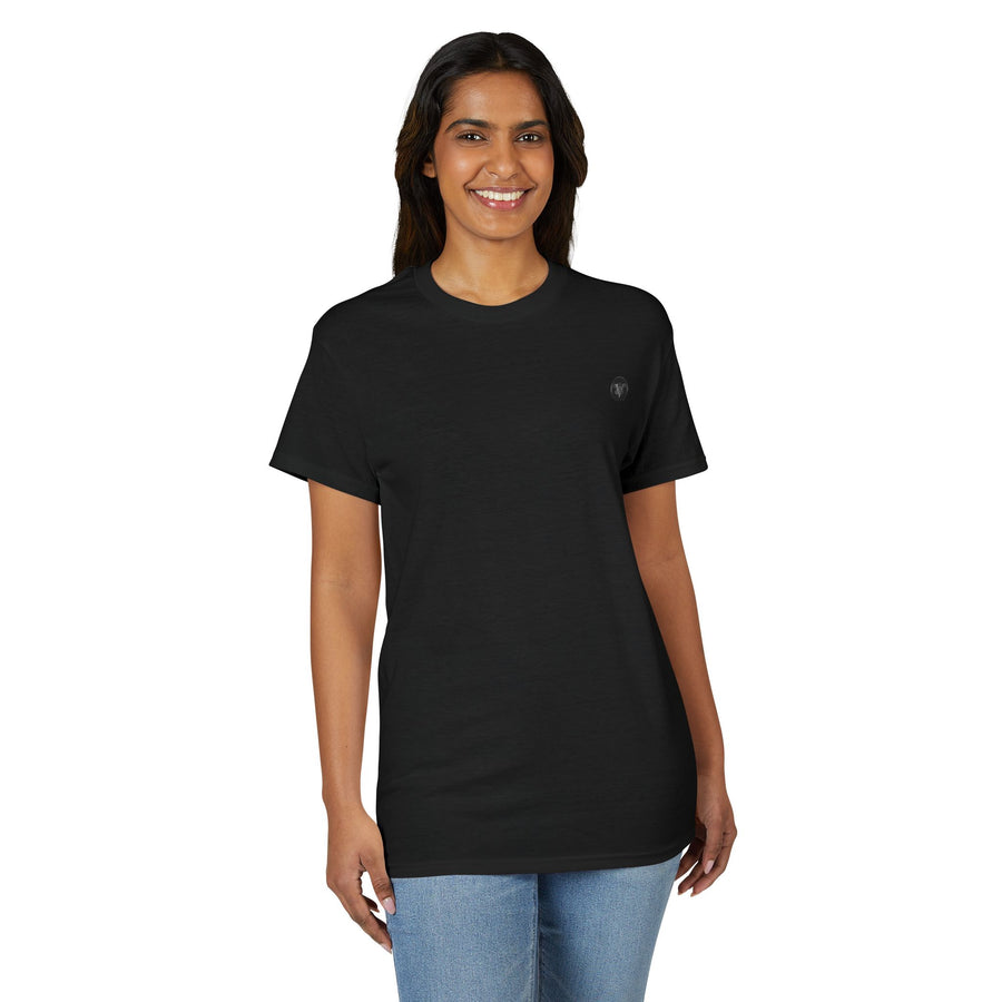 Street Gothic Logo T-Shirt — 'Doomsday' Black Script Back Print