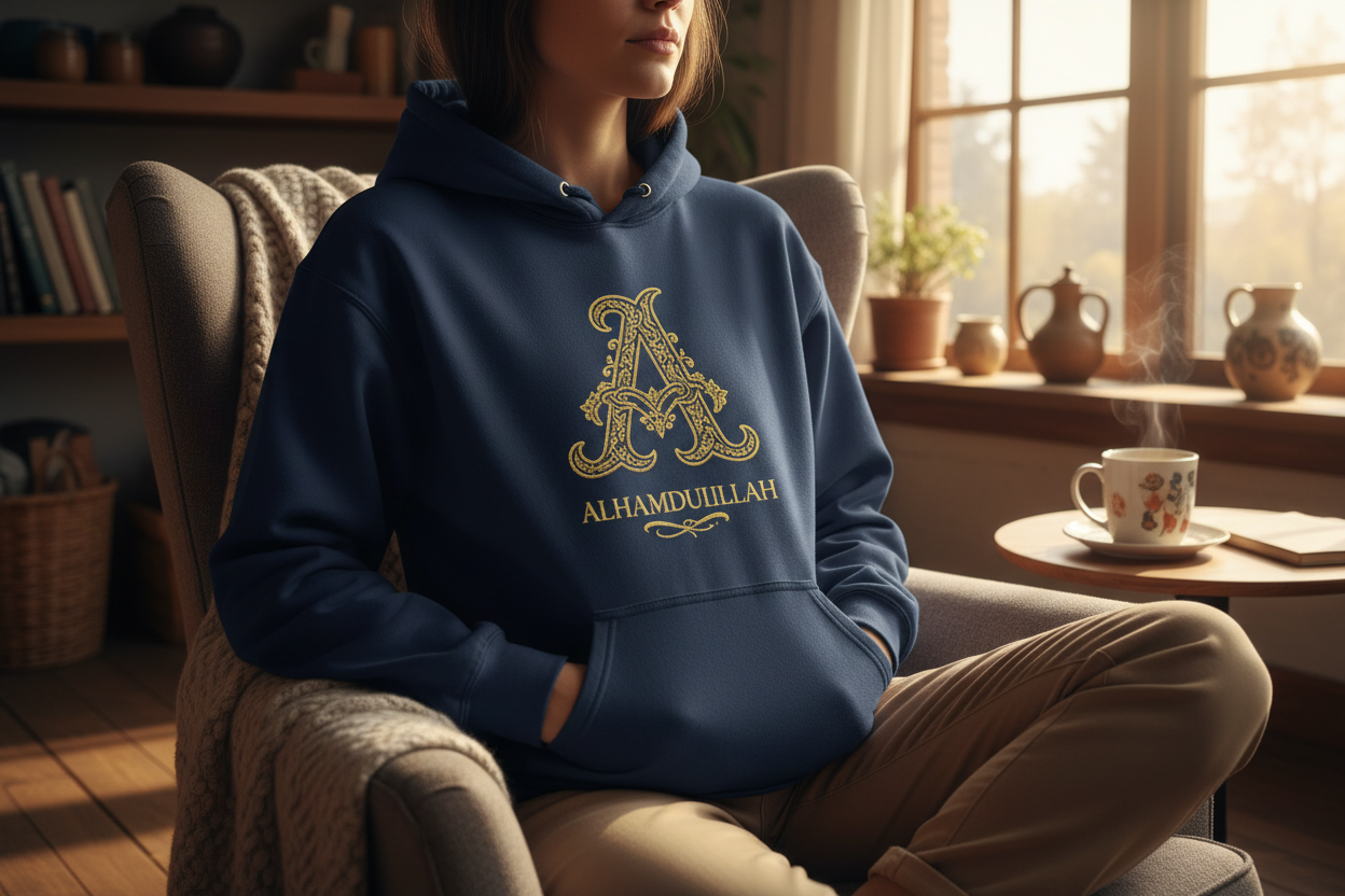 Alhamdulillah Hoodie Navy