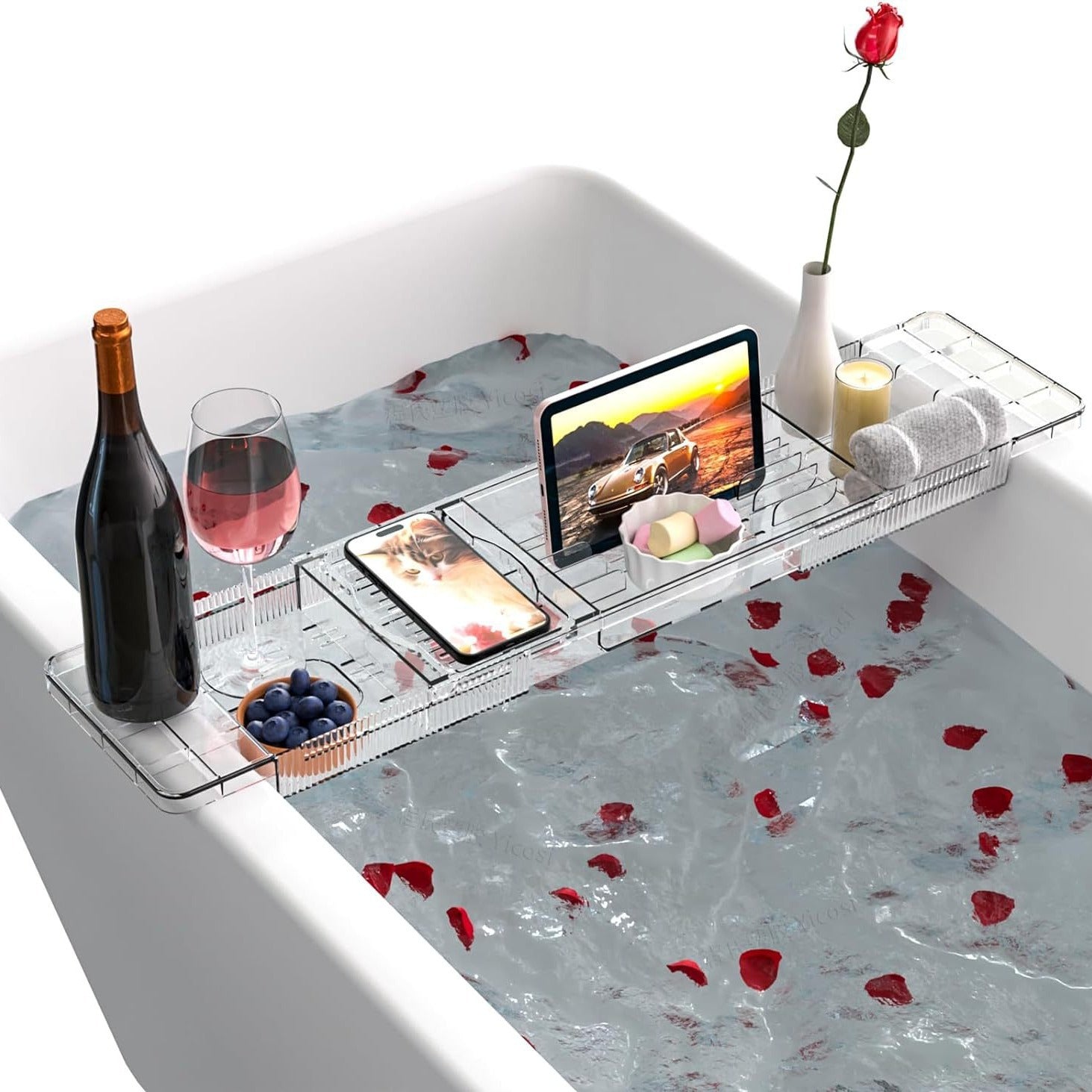 Transparent Retractable Bath Rack Tray